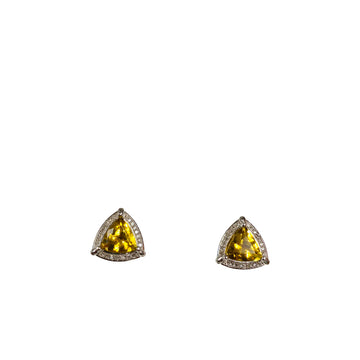 Diamond Halo Trillion Earrings - White Gold
