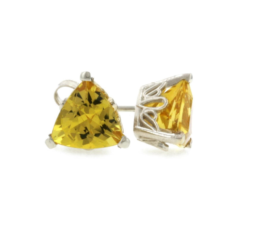 Trillion Crown Style Stud Earrings - White Gold (1.20ct.tw.)