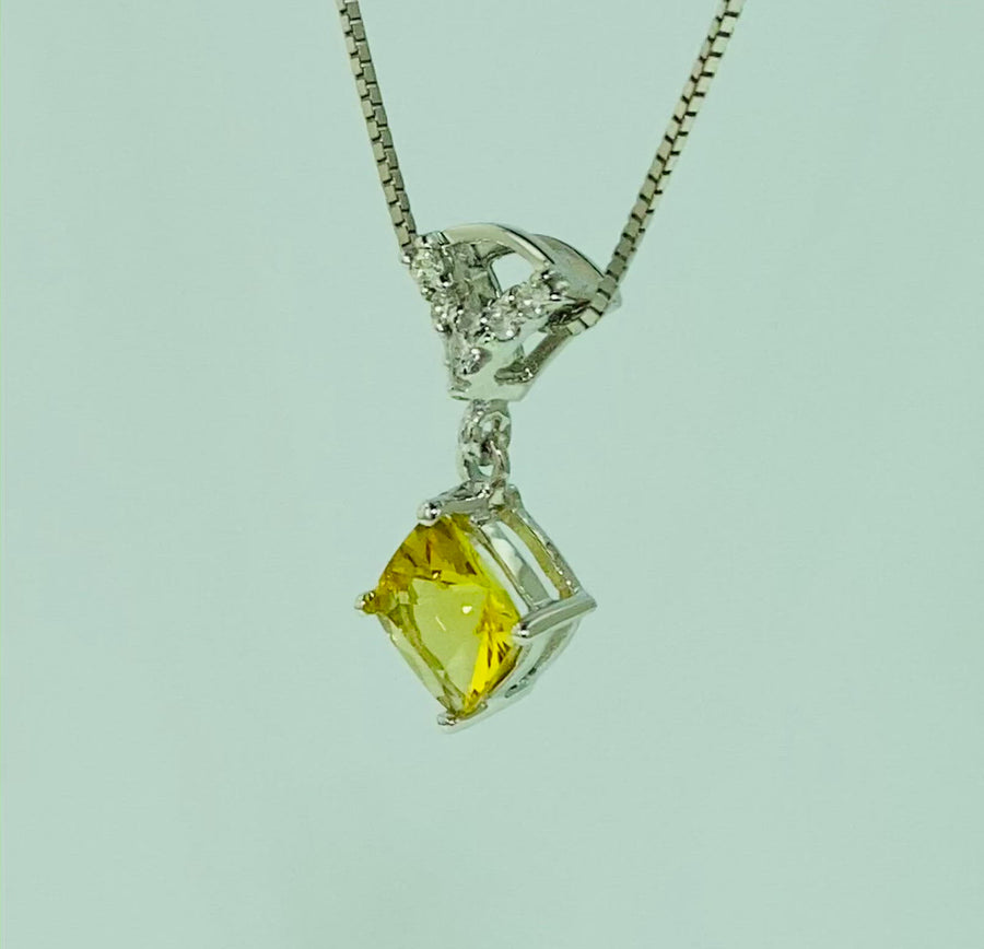 Square Cushion Pendant (diamond shape) - White Gold