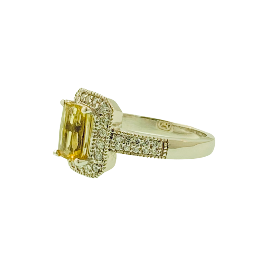 Antique Cushion Ring - White Gold