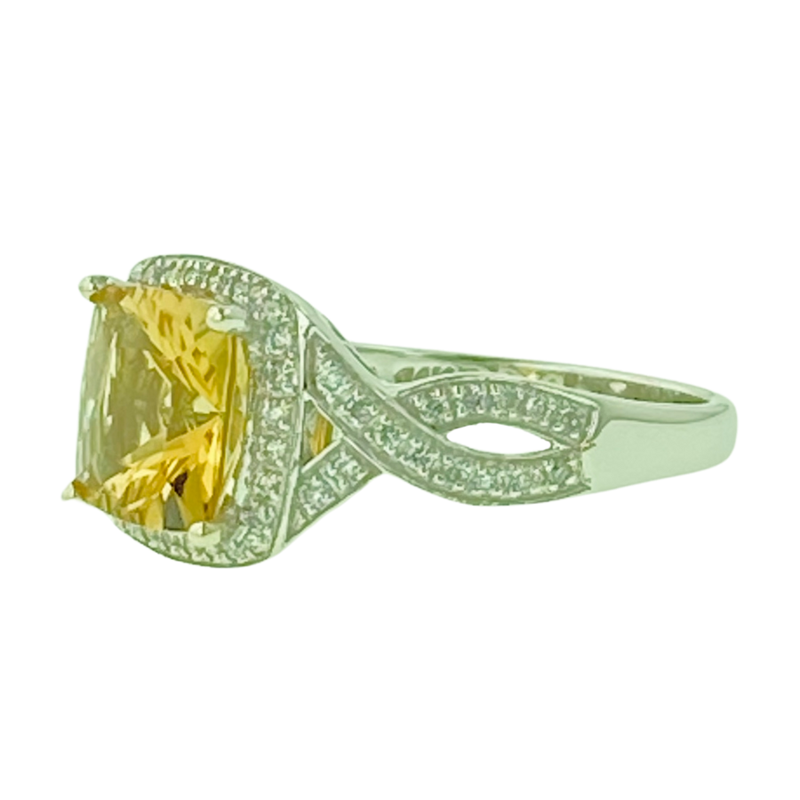 Square Cushion Ring - White Gold