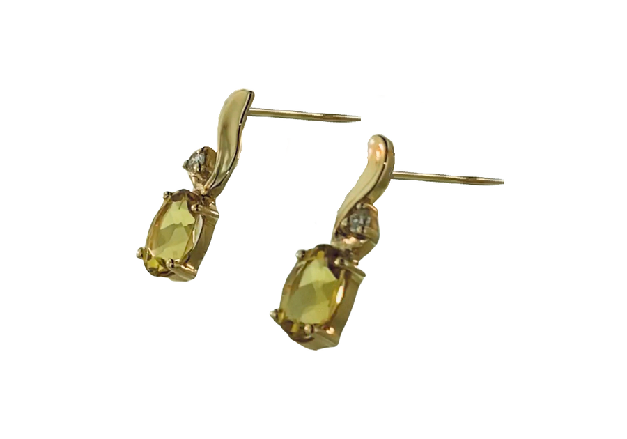 Oval Cut Earrings - Yellow Gold