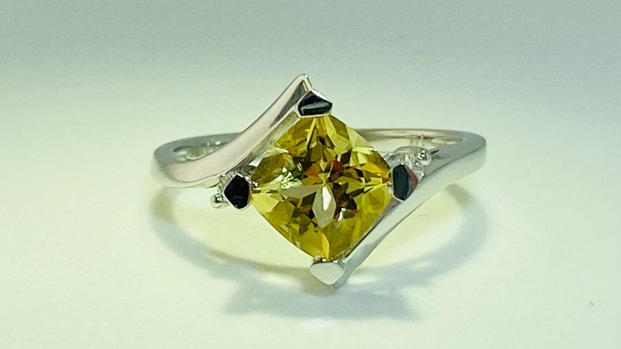 Square Cushion Ring White Gold