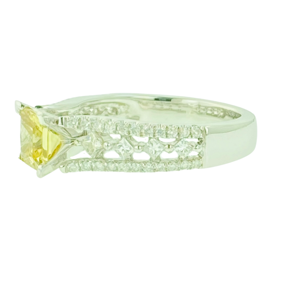 Square Cushion Ring - White Gold