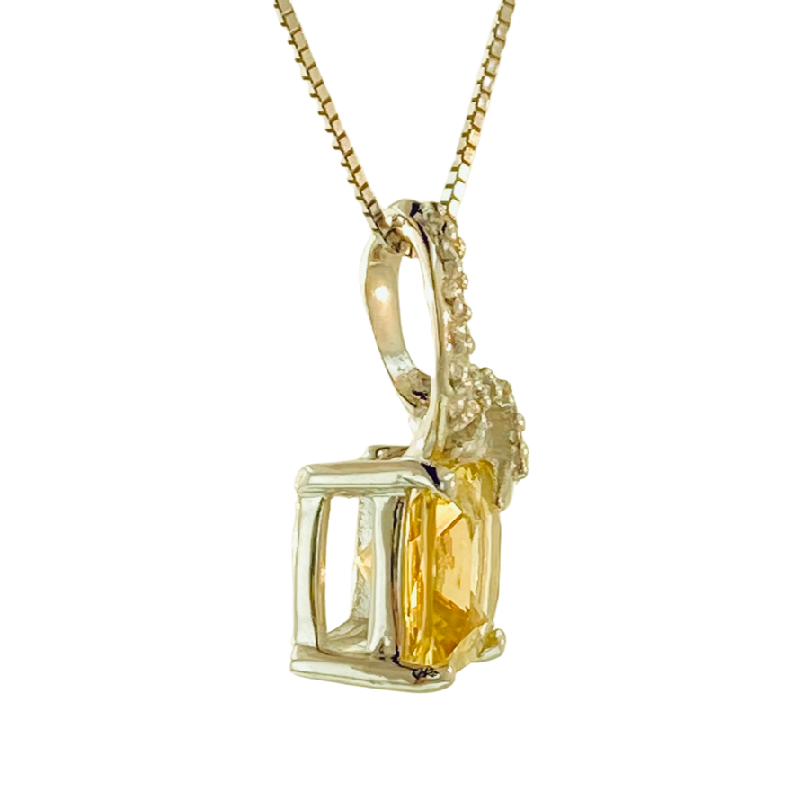 Square Cushion Pendant - White Gold