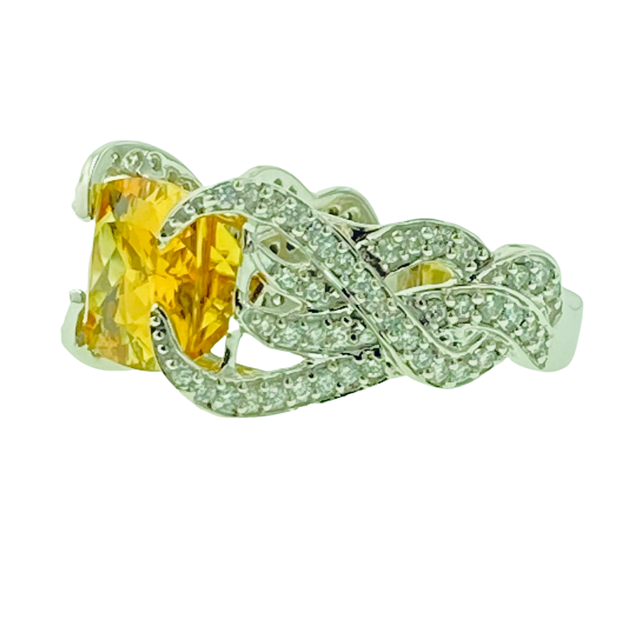 Antique Cushion Ring - White Gold