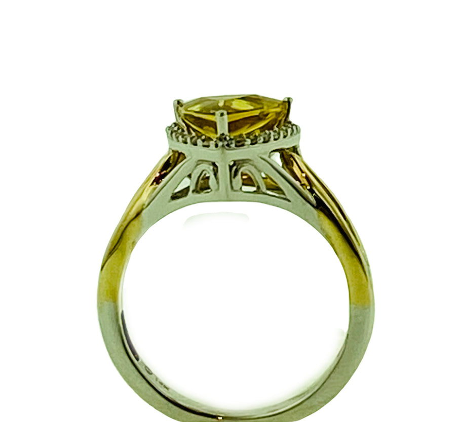 Trillion Ring - Two Tone Gold