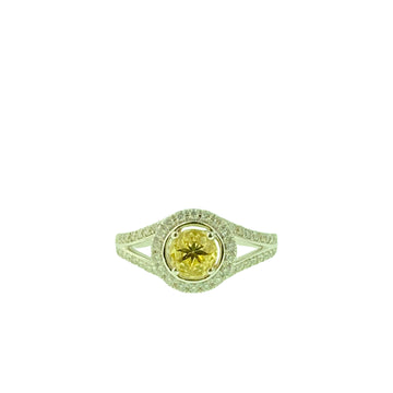 Round Ring With Diamonds - White Gold