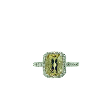 Diamond Halo Antique Cushion Ring - White Gold