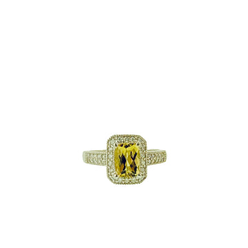 Antique Cushion Ring - White Gold