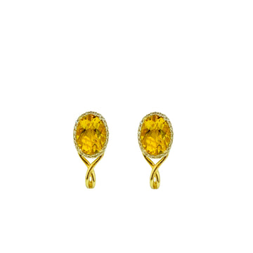 Oval Cut Earrings - Yellow Gold