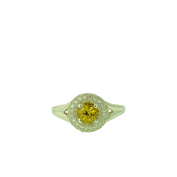 Triple Halo Round Ring - White Gold