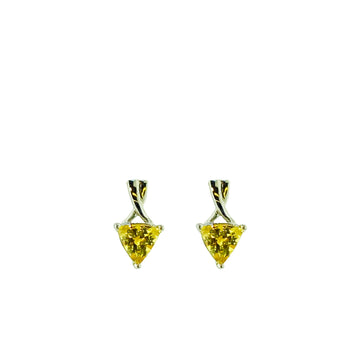 Criss Cross Trillion Earrings - White Gold