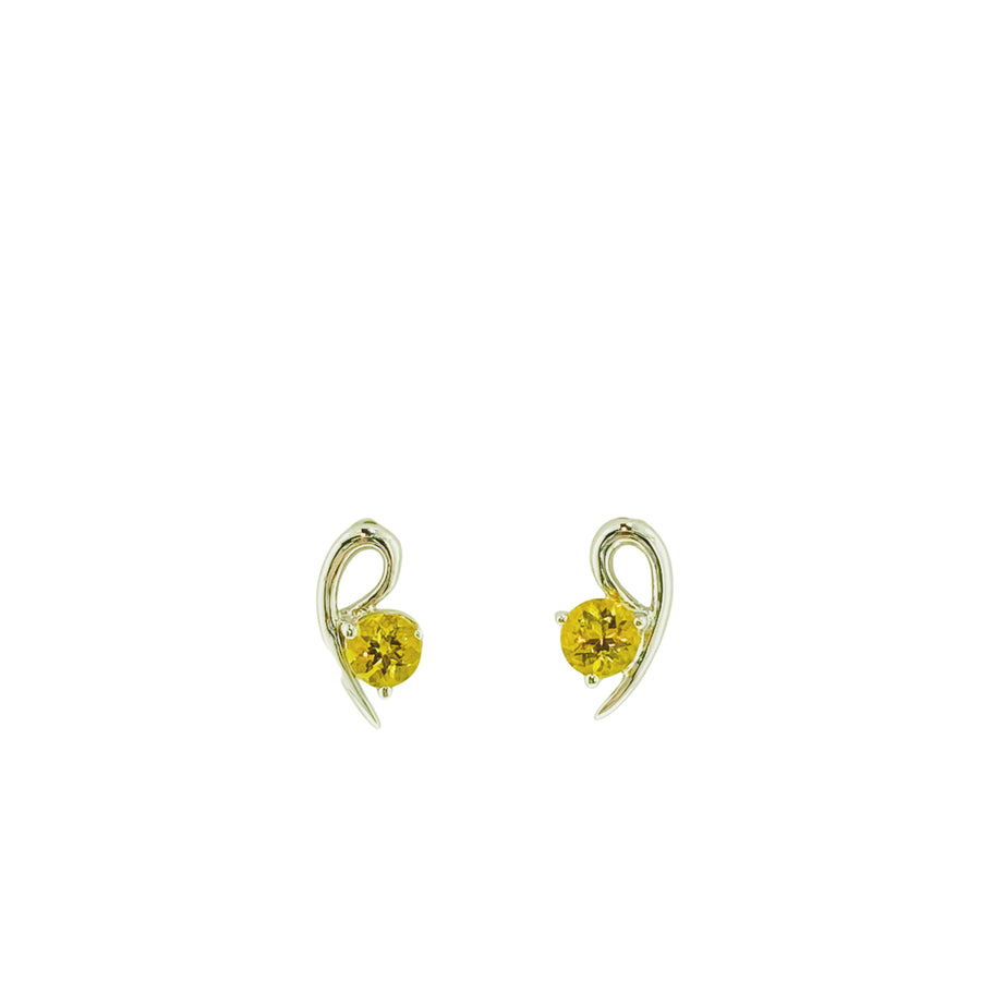 Round Swirl Earrings - White Gold