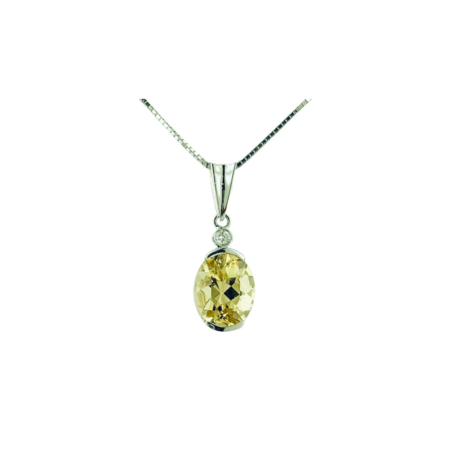Oval Pendant - White Gold