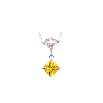 Square Cushion Pendant (diamond shape) - White Gold