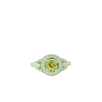 Round Ring With Diamonds - White Gold