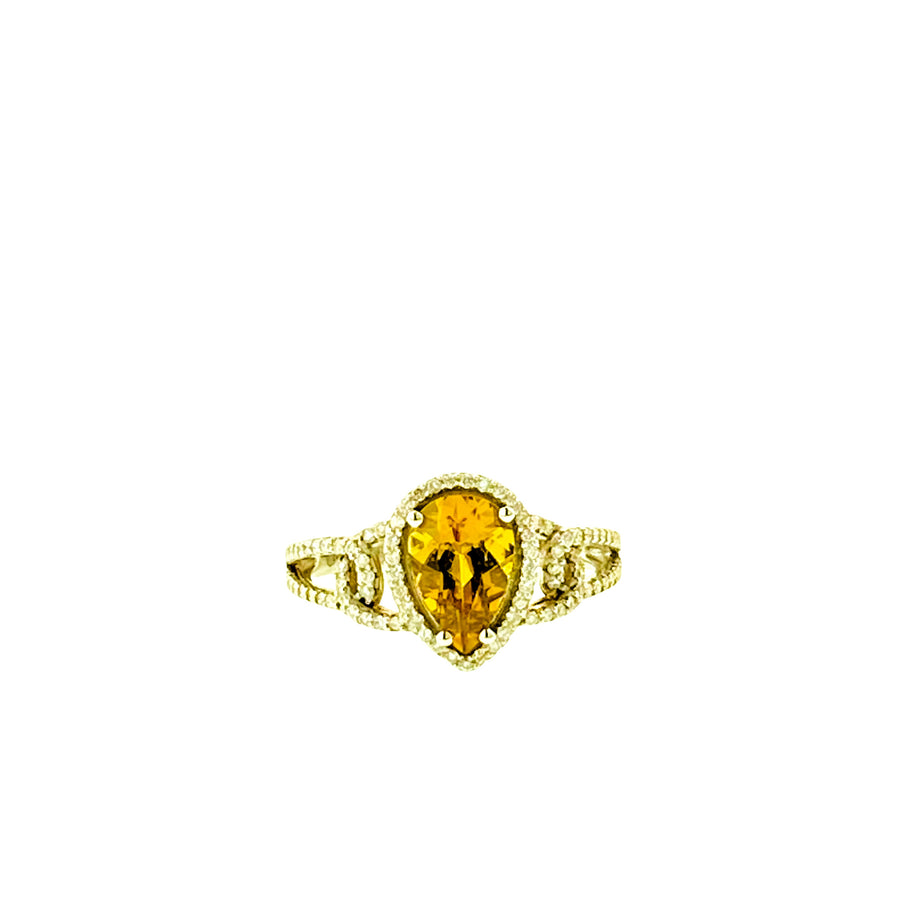 Pear Shape Swirl Ring - White Gold