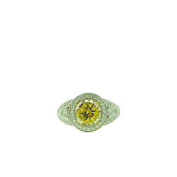 Round Ring With Diamonds - White Gold