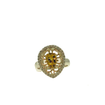 Pear Shape Vintage - Inspired Ring (Diamond Version)
