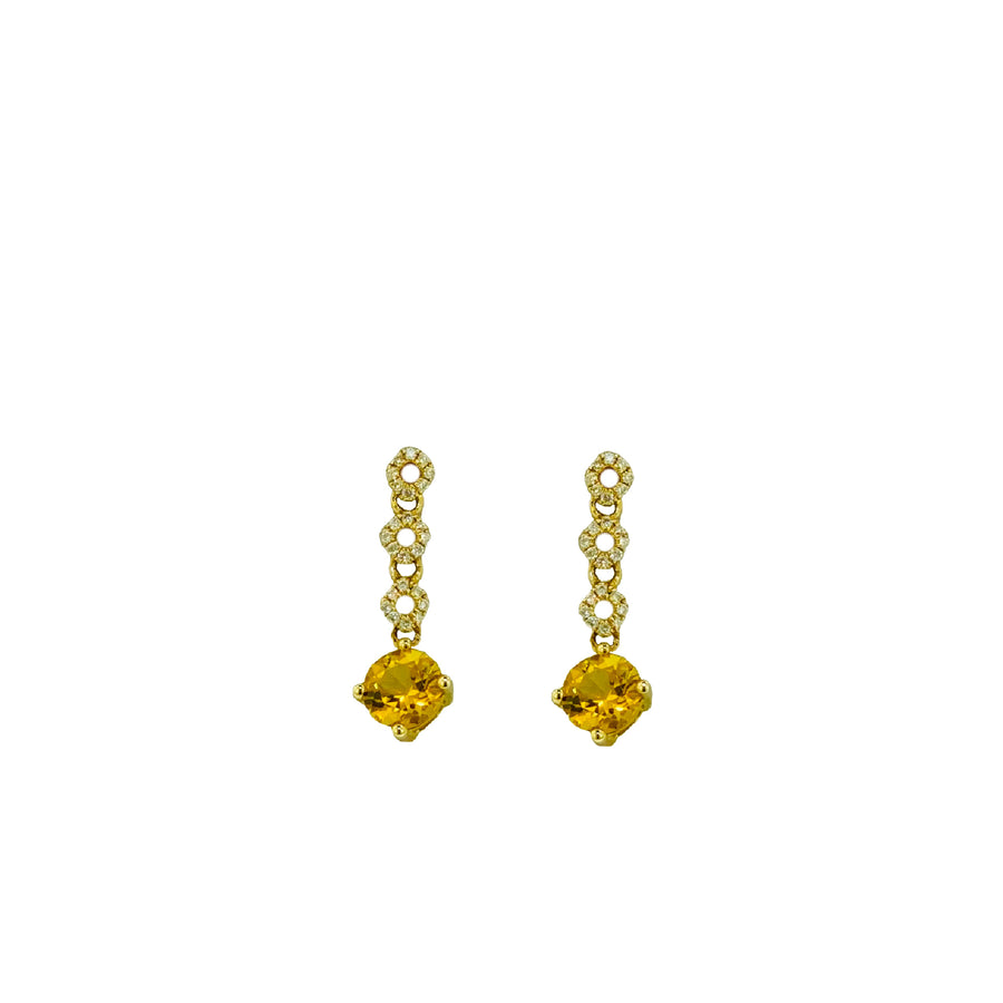 Round Dangle  Earrings - Yellow Gold