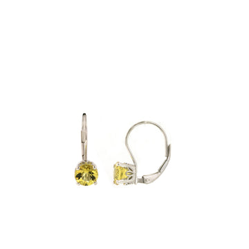 Crown Style Leverback Stud Earrings - White Gold (2.20ct.tw.)