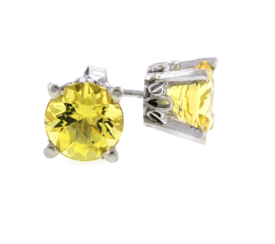 Crown Style Stud Earrings - White Gold (2.20ct.tw.)