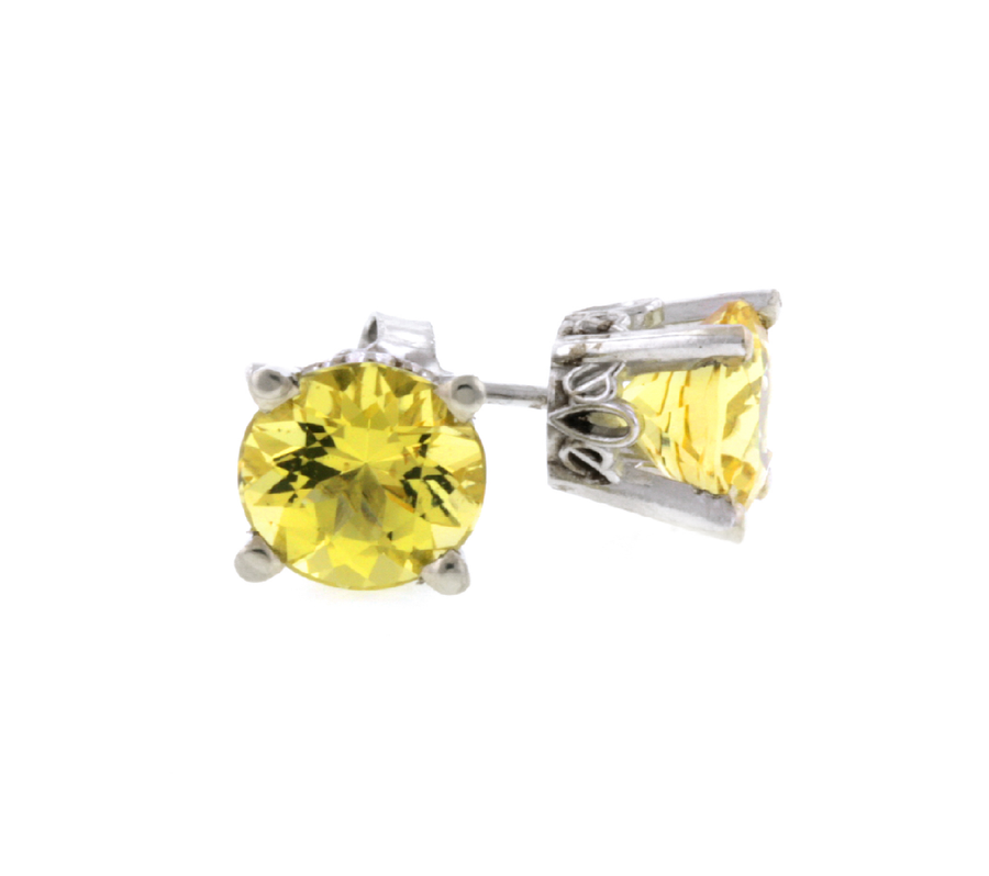 Crown Style Stud Earrings - White Gold (.90ct.tw.)