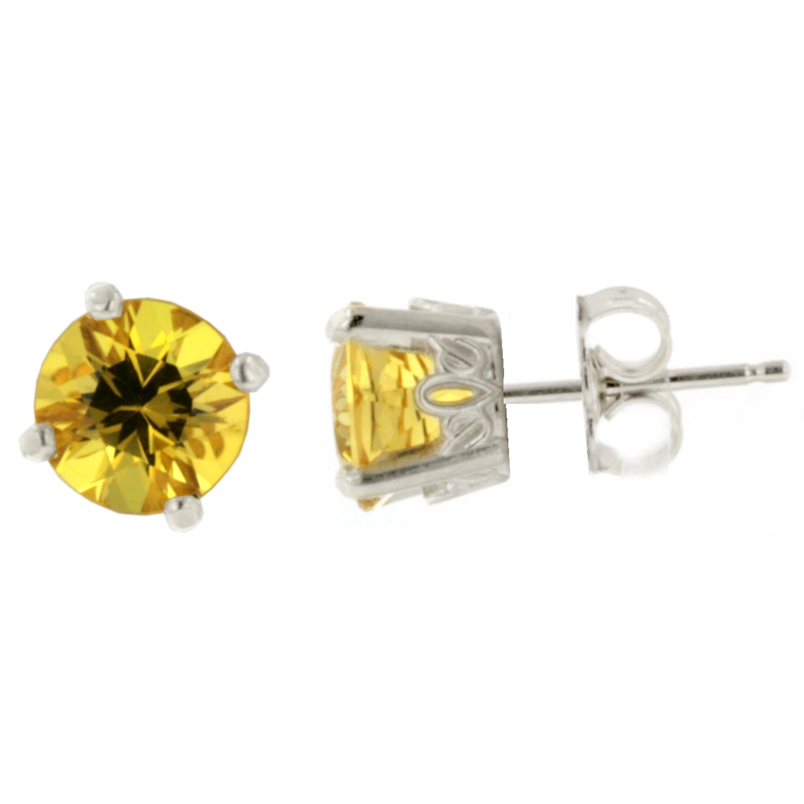 Crown Style Stud Earrings - White Gold (1.40ct.tw.)