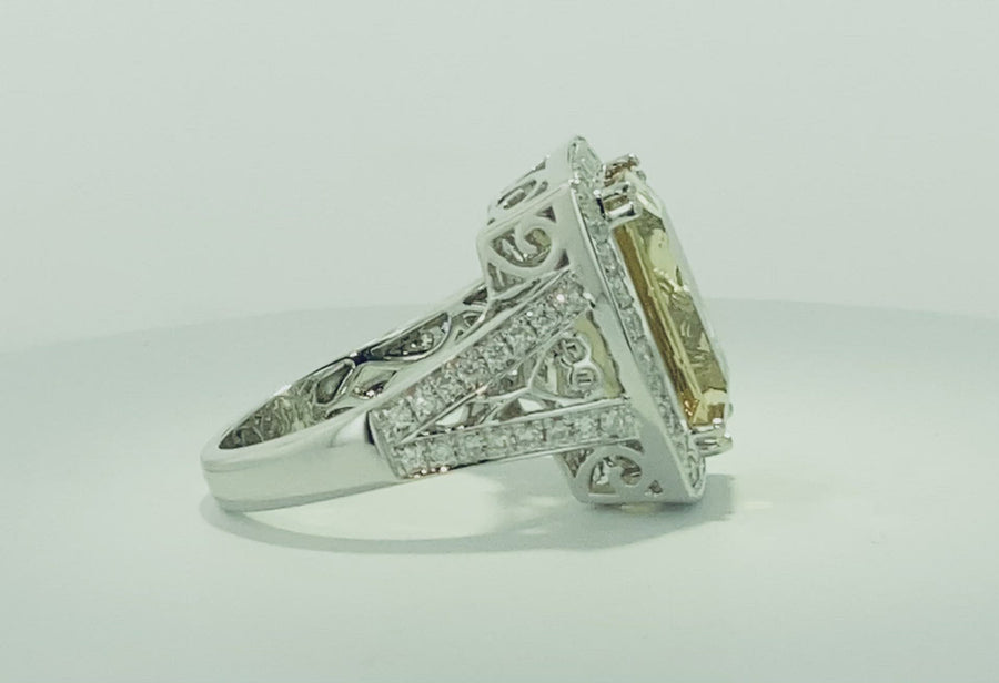 Antique Cushion Ring - White Gold