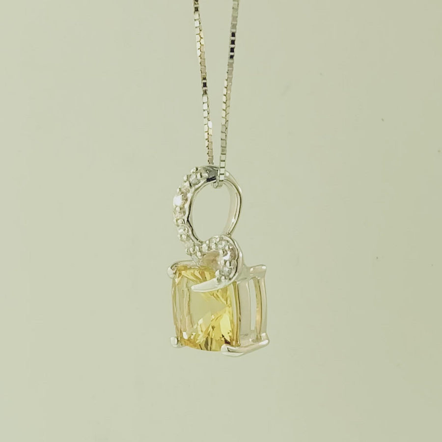 Square Cushion Pendant - White Gold