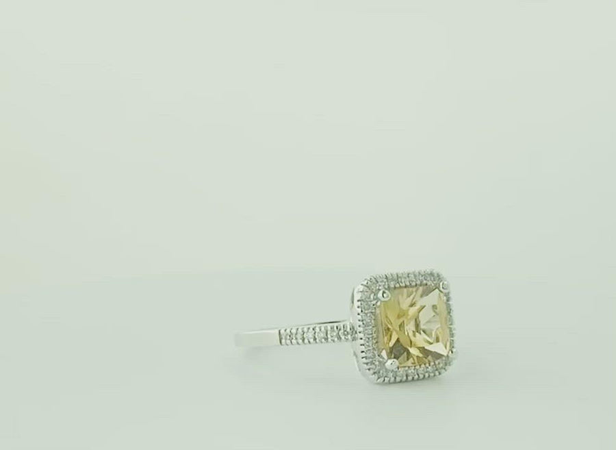 Square Cushion Ring - White Gold