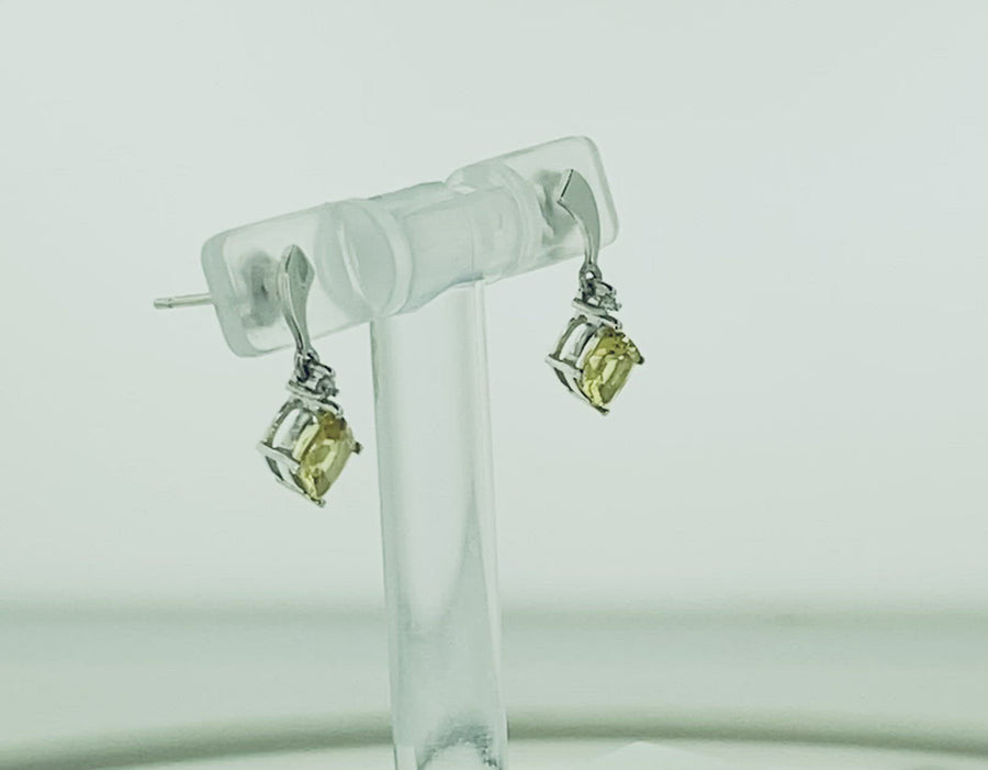 Diamond Shape Dangle Earrings - White Gold