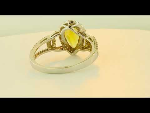Pear Shape Swirl Ring - White Gold
