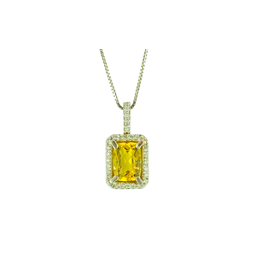 Antique Cushion Pendant - White Gold