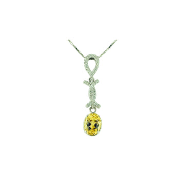 Oval Pendant - White Gold
