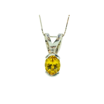 Oval Pendant - White Gold