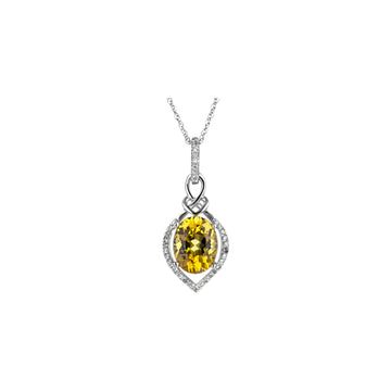 Oval Dangle Pendant - White Gold