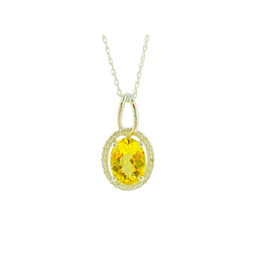 Oval Halo Pendant - White Gold