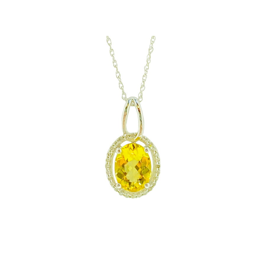 Oval Halo Pendant - White Gold